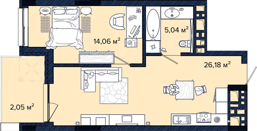 ЖК Newton — 47.3 м²