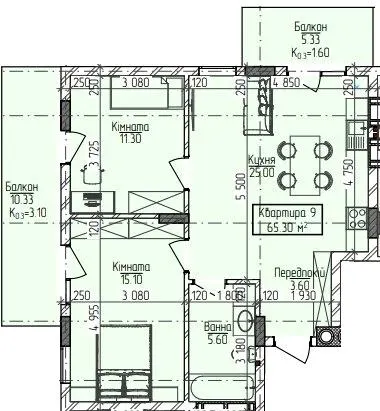 ЖК Home — 65.3 м²