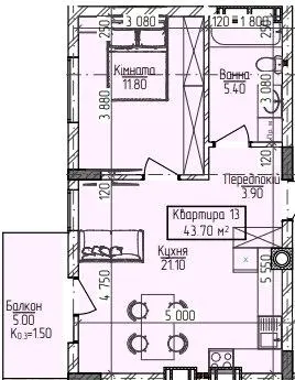 ЖК Home — 43.7 м²