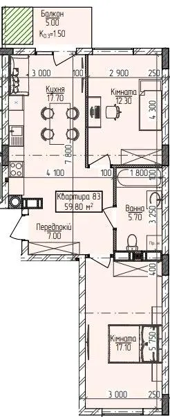 ЖК Home — 59.8 м²