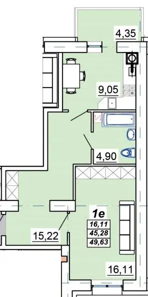 ЖК Мирний — 49.6 м²