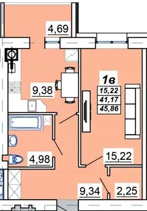 ЖК Мирний — 45.9 м²