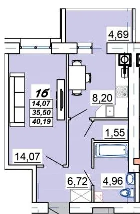 1-комнатная квартира, 40 м², вул. Параджанова, Полтава — фото 1