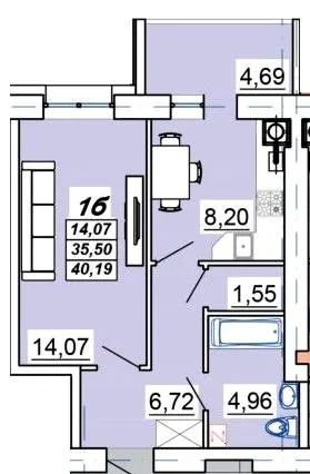 ЖК Мирний — 40.2 м²