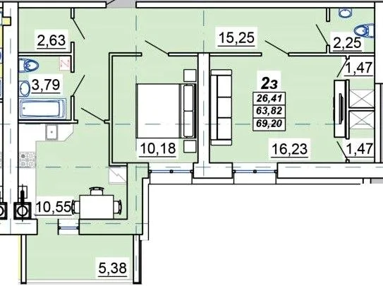 2-кімнатна квартира, 69 м², вул. Параджанова, Полтава — фото 1