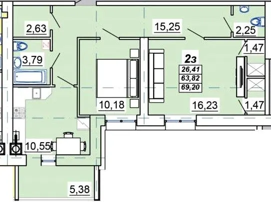 ЖК Мирний — 69.2 м²