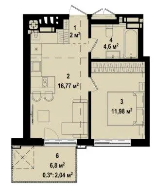 ЖК Utlandia-3 — 37.4 м²