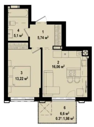 ЖК Utlandia-3 — 42.1 м²