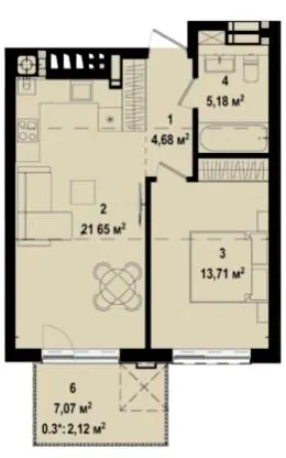 ЖК Utlandia-3 — 47.3 м²