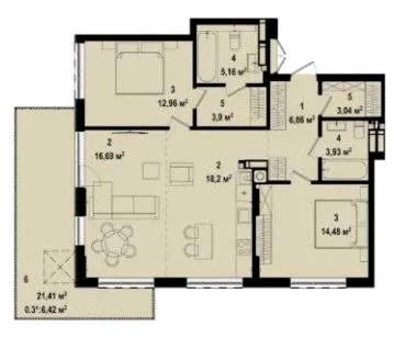 ЖК Utlandia-3 — 91.6 м²