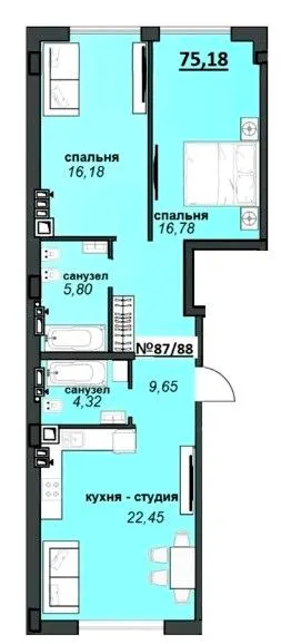 ЖК Sunrise City — 75.2 м²