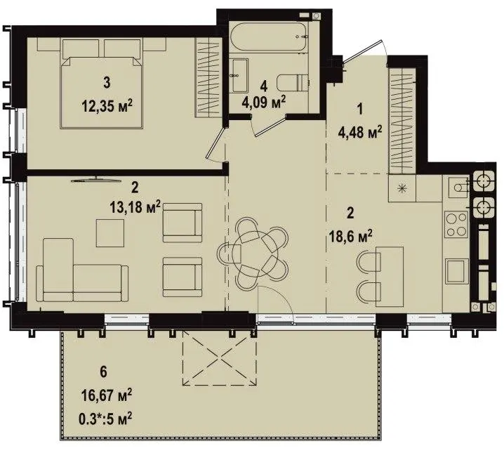 ЖК Utlandia-3 — 57.7 м²