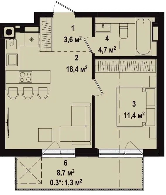 ЖК Utlandia-3 — 39.4 м²