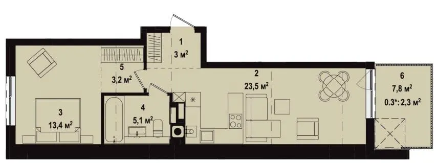 ЖК Utlandia-3 — 50.5 м²