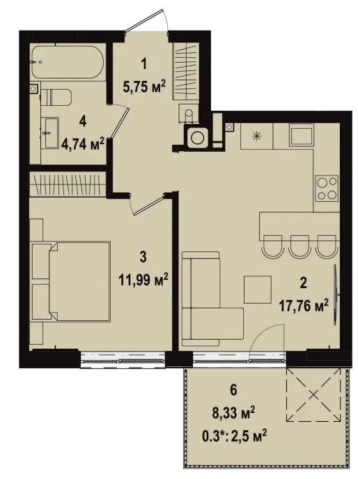 ЖК Utlandia-3 — 42.7 м²