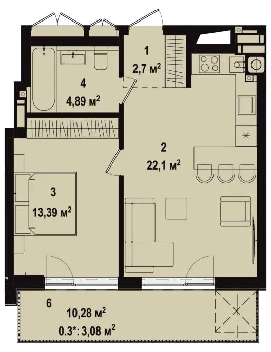 ЖК Utlandia-3 — 45.4 м²