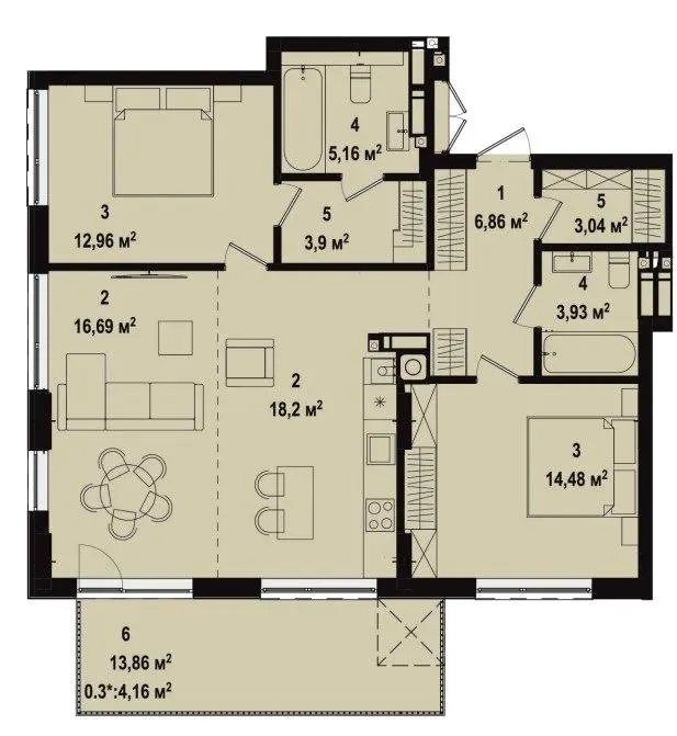 ЖК Utlandia-3 — 89.4 м²
