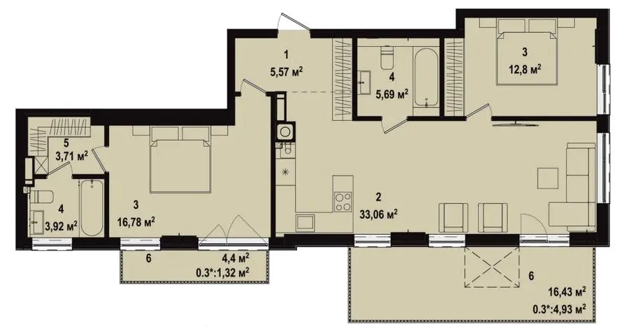 ЖК Utlandia-3 — 87.8 м²