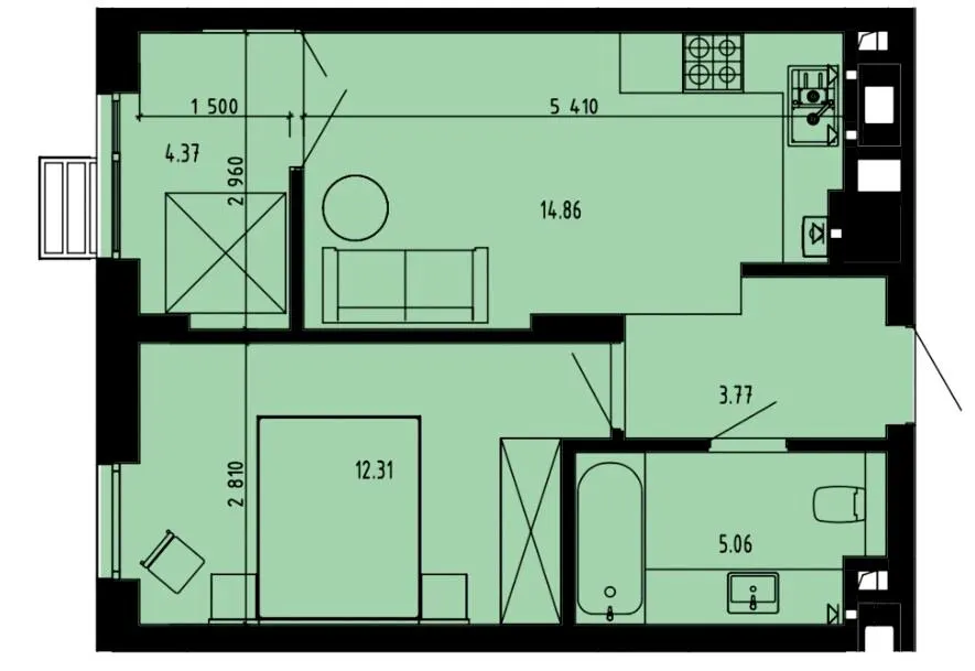 ЖК Well Place — 40.4 м²