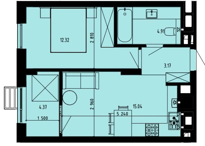 ЖК Well Place — 39.8 м²
