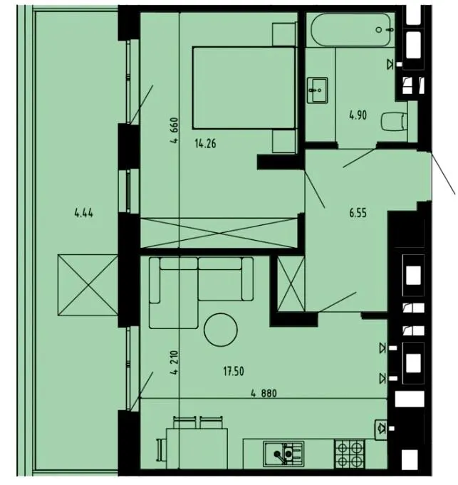 ЖК Well Place — 47.7 м²