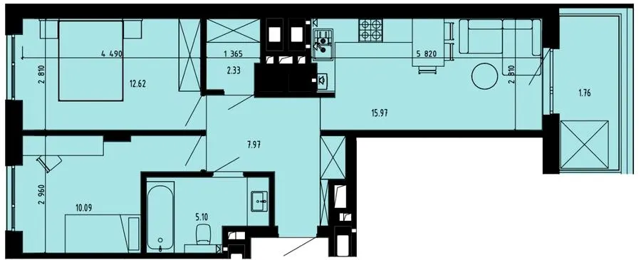 ЖК Well Place — 55.8 м²