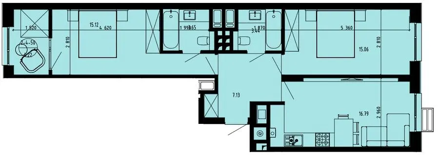 ЖК Well Place — 65.4 м²