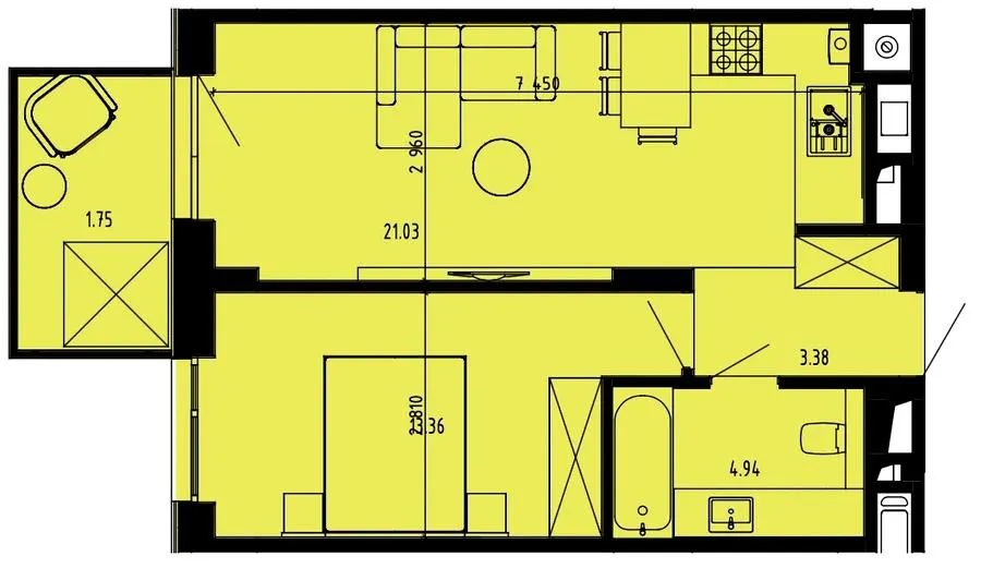 ЖК Well Place — 44.5 м²