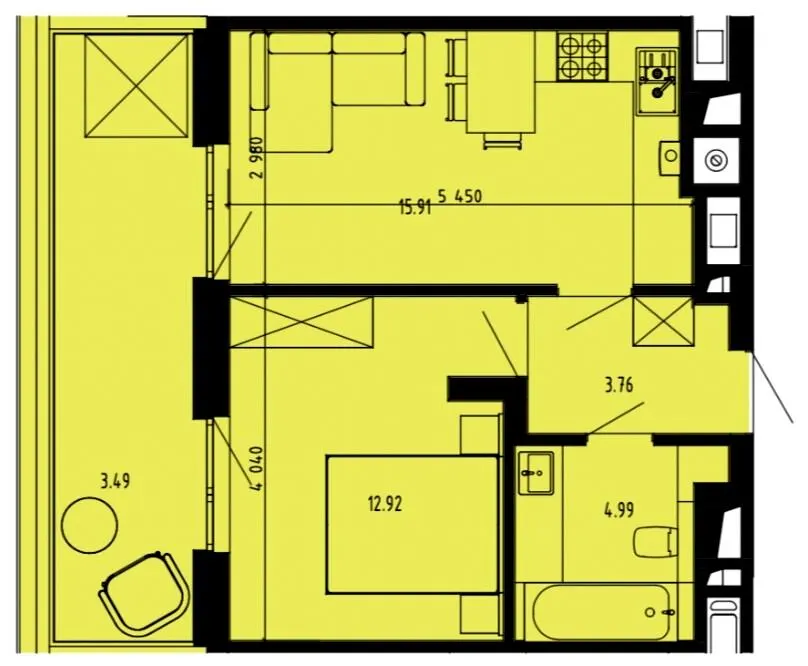 ЖК Well Place — 41.1 м²