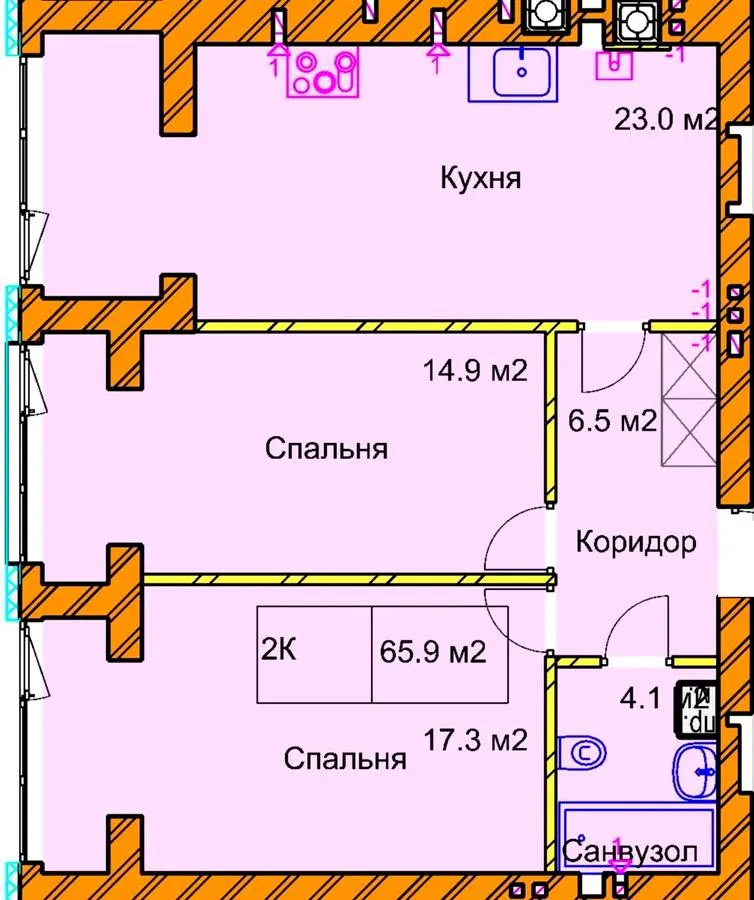 ЖК PANORAMA DE LUXE — 65.9 м²