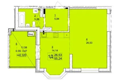 1-кімнатна квартира, 55 м², бул. Леоніда Бірюкова, 2а, Буча — фото 1