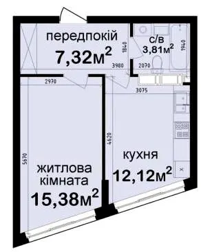 ЖК Кришталеві джерела — 38.6 м²