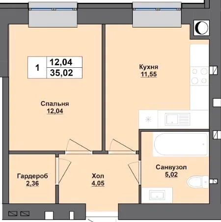 1-кімнатна квартира, 35 м², Старокостянтинівське шосе, 5/5, Хмельницький — фото 1