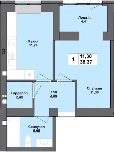 ЖК Перлина Проскурова-5 — 38.4 м²