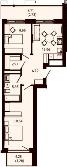 ЖК Nobl — 63.7 м²