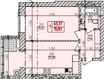 ЖК Автобіографія Elisium — 45.4 м²