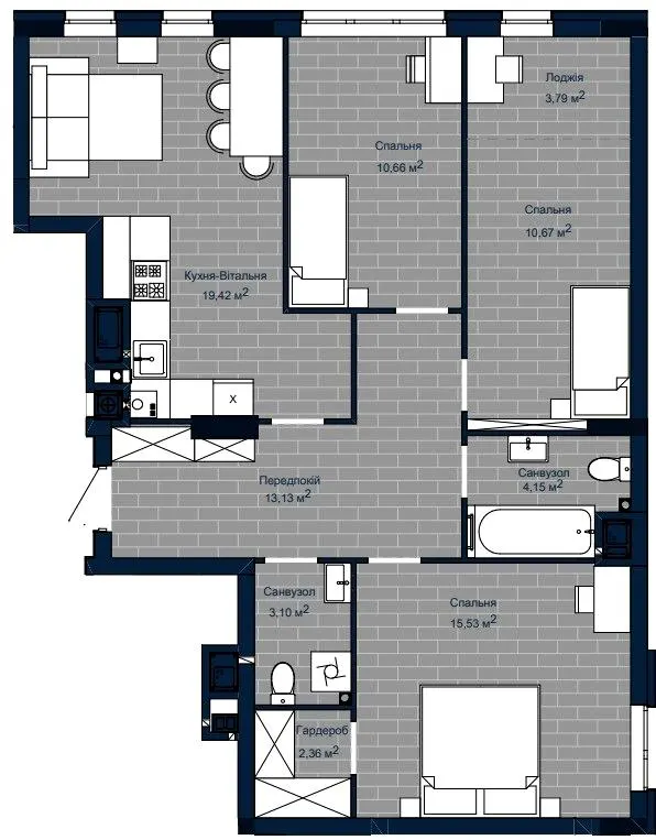 ЖК САБ Борислав — 82.8 м²
