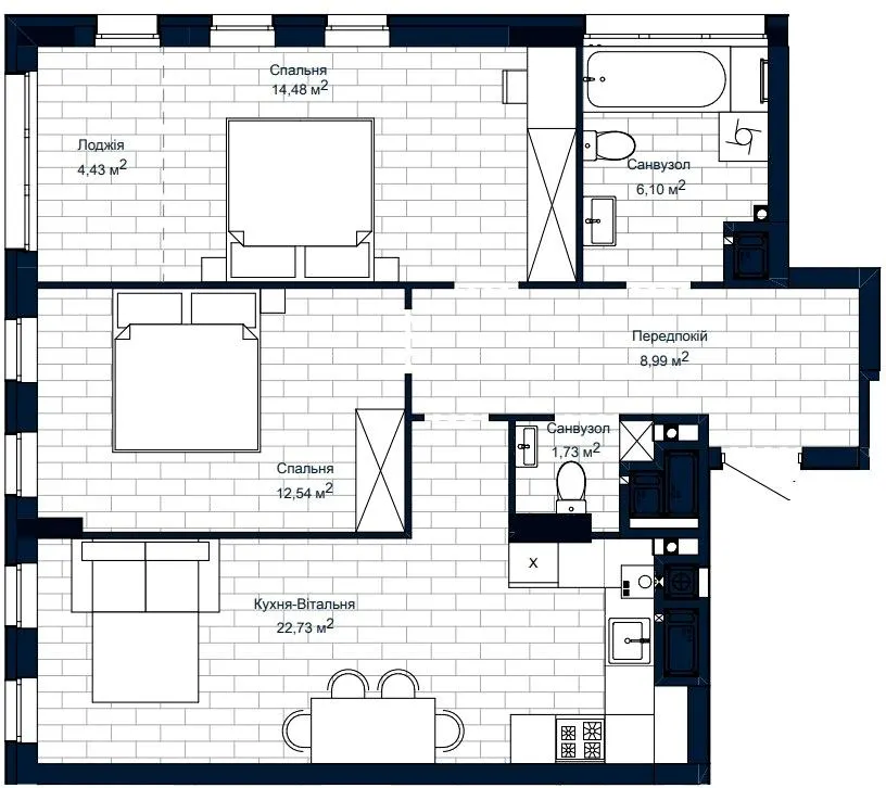 ЖК САБ Борислав — 71 м²