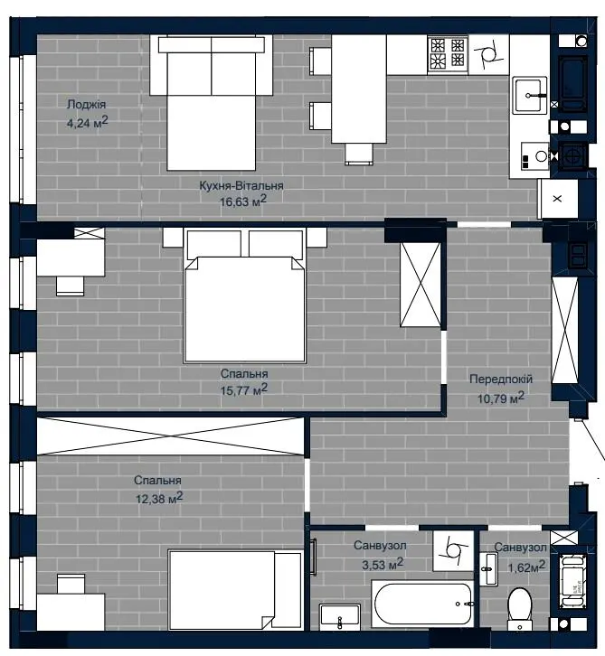 ЖК САБ Борислав — 65 м²