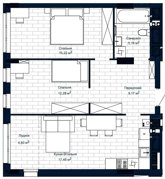 ЖК САБ Борислав — 63.8 м²