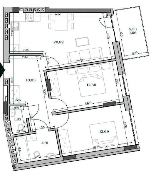 ЖК HARRY — 64.2 м²