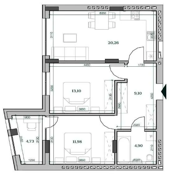 ЖК HARRY — 64.5 м²