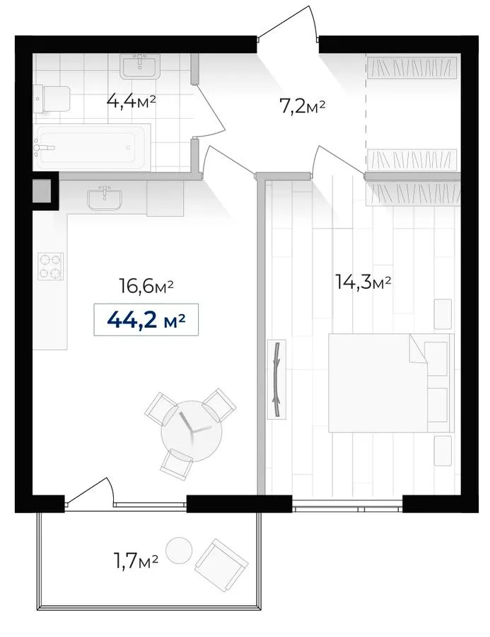 1-комнатная квартира, 44 м², вул. Коновальця/ вул. Левинського, Ивано-Франковск — фото 1
