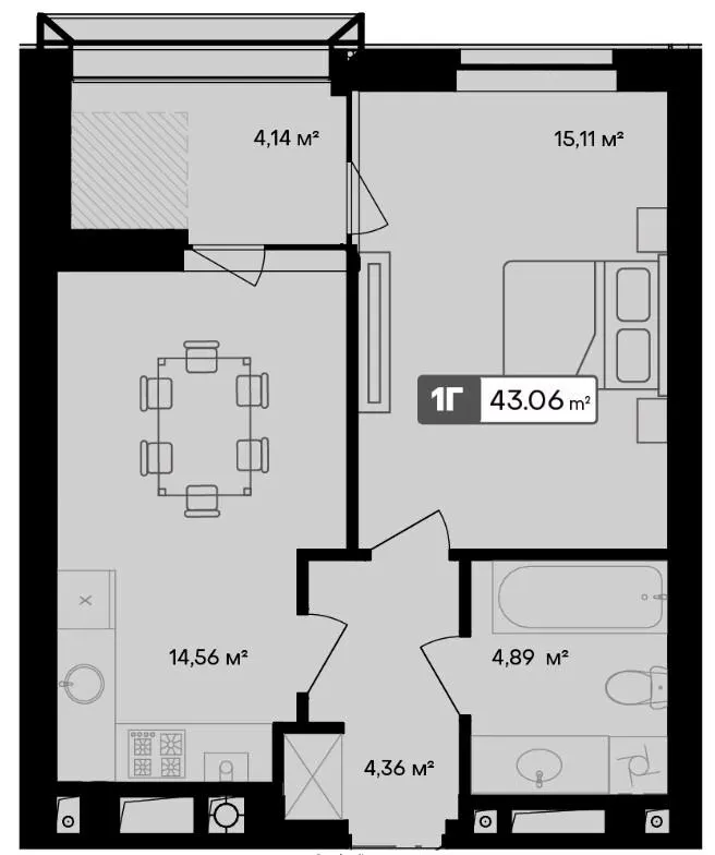ЖК Premier Bay — 43.1 м²