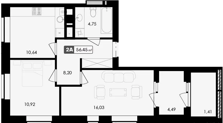 ЖК Premier Bay — 56.5 м²
