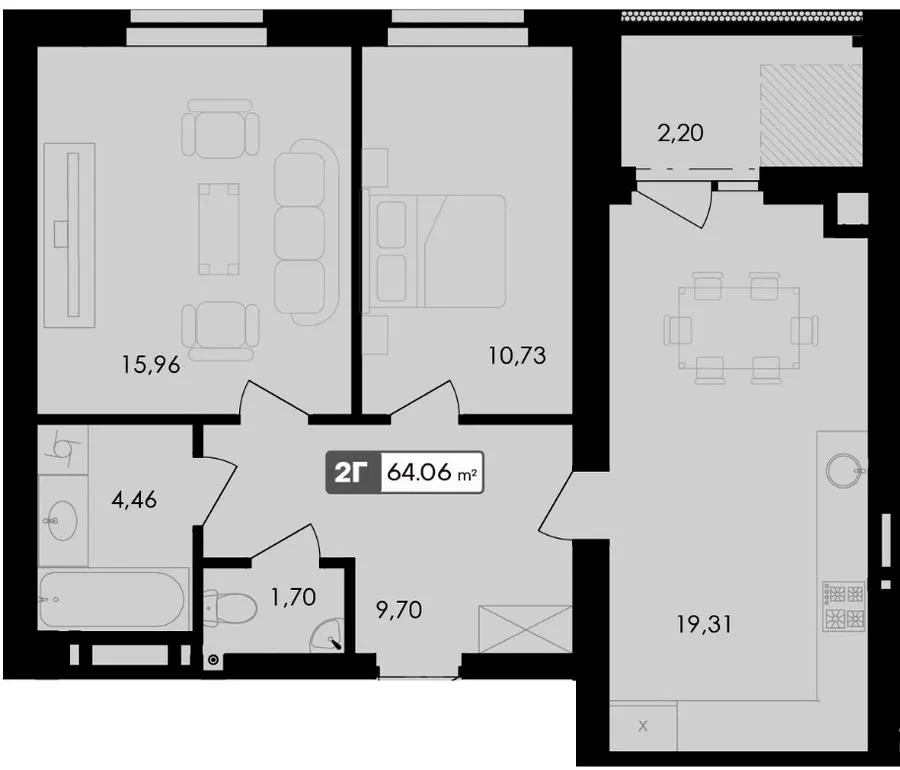 ЖК Premier Bay — 64.1 м²