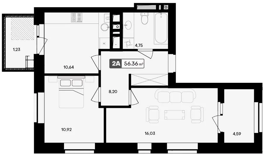 2-комнатная квартира, 56 м², Черкассы — фото 1