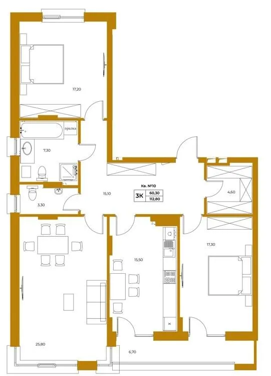 ЖК Озера Йозефа — 112.8 м²