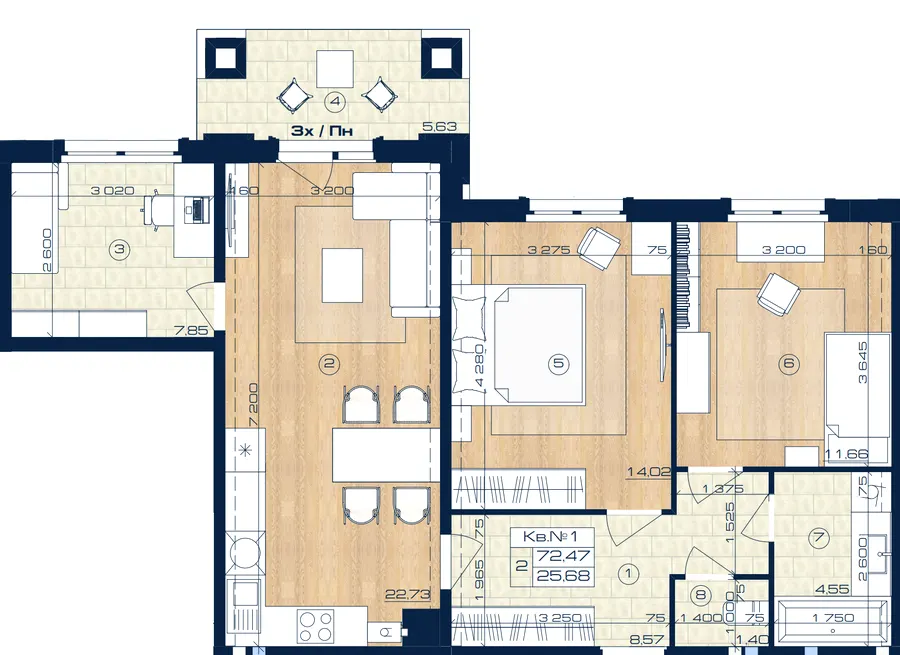 ЖК OXFORD — 72.5 м²