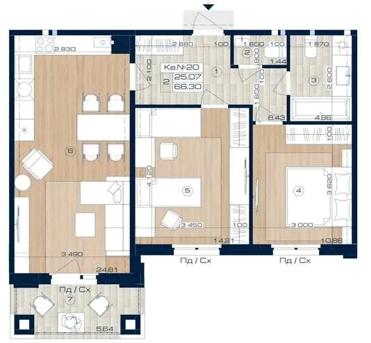 ЖК OXFORD — 66.3 м²